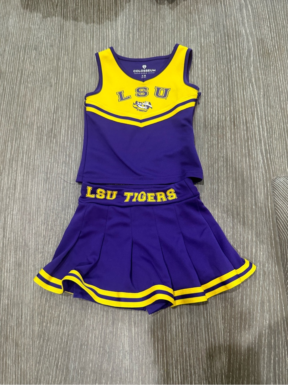 Like new XSmall (4-5) Colosseum Girls LSU Cheer in Purple and Gold
